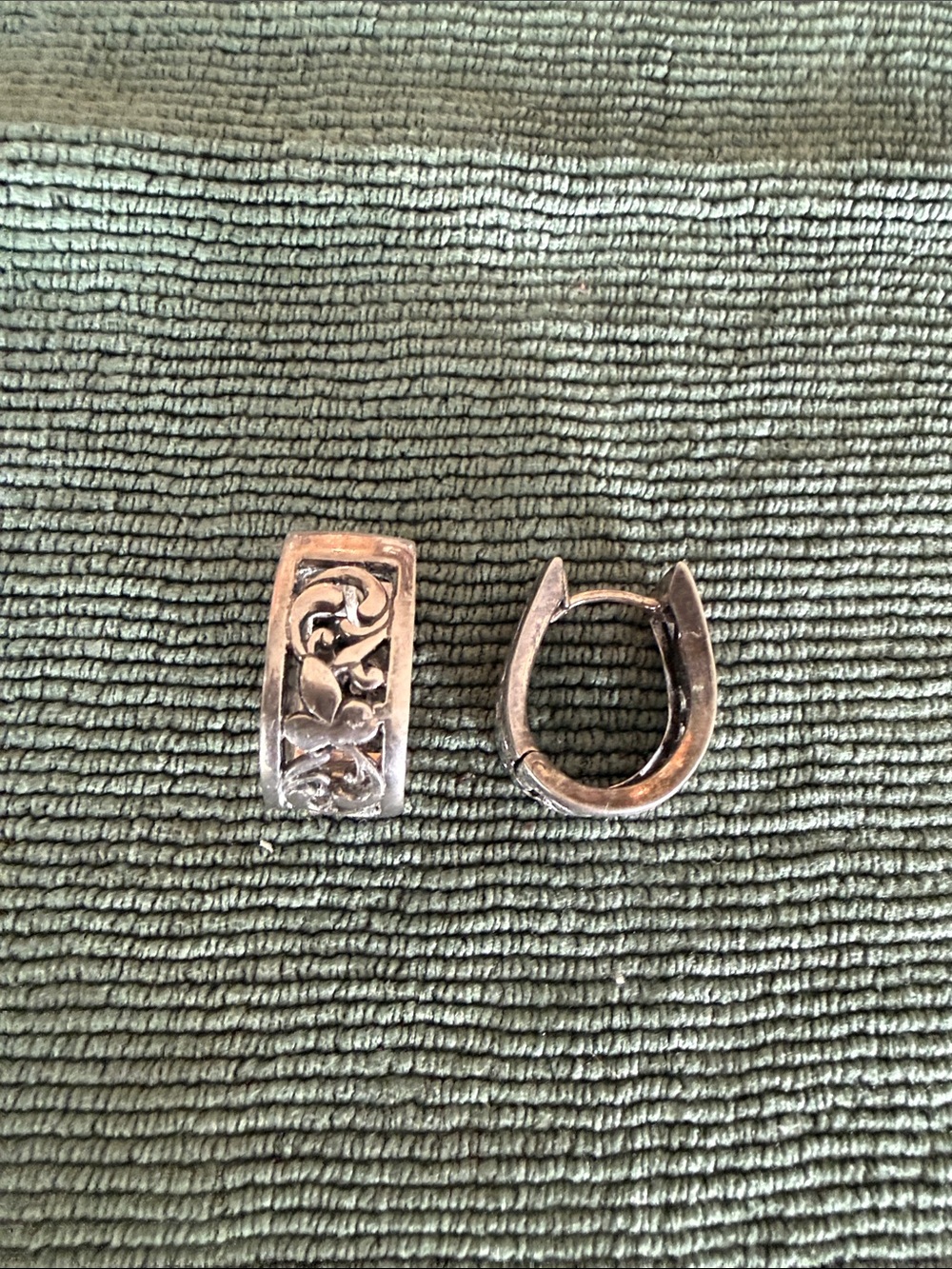 Sterling Silver Floral Huggie Hoop Earrings - Silver from Silpada